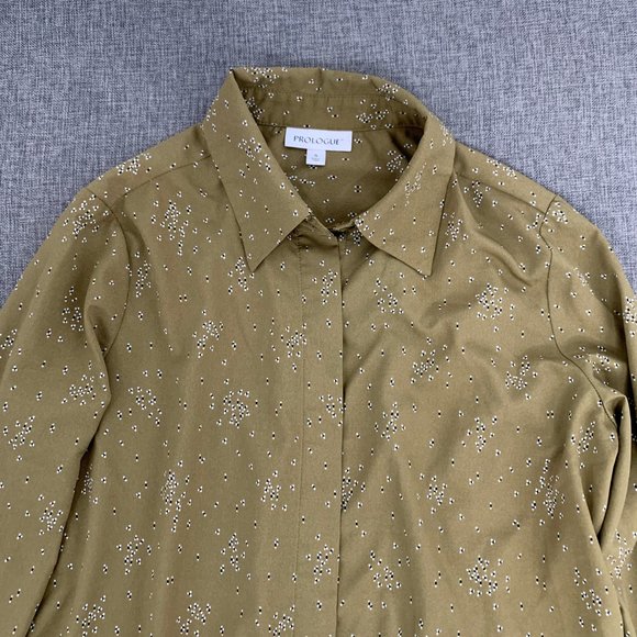 PROLOGUE Long‎ Sleeve Blouse Small Green Collared Polyester - Picture 4 of 11